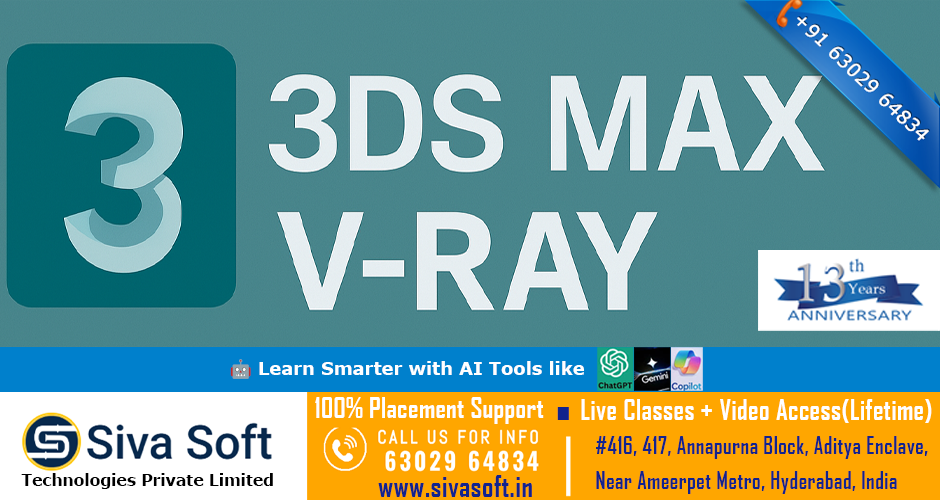 Classroom 3DS MAX + V-RAY Training Course in SR Nagar Hyderabad India